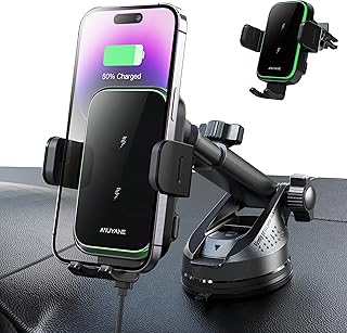 Wireless Charger for Car,Dual Coils 15W Qi Fast Charging Auto Clamping Wireless Car Charger Mount Niuyane,Wireless Charging Phone Holder for iPhone 15 14 13,for Samsung Galaxy S23 S22 Ultra