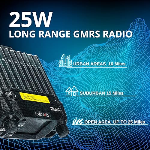 Miniatura 5 de Radioddity DB25-G GMRS Radio móvil, radio bidireccional de 25 vatios de largo alcance, reloj cuádruple, compatible con repetidor GMRS, con receptor
