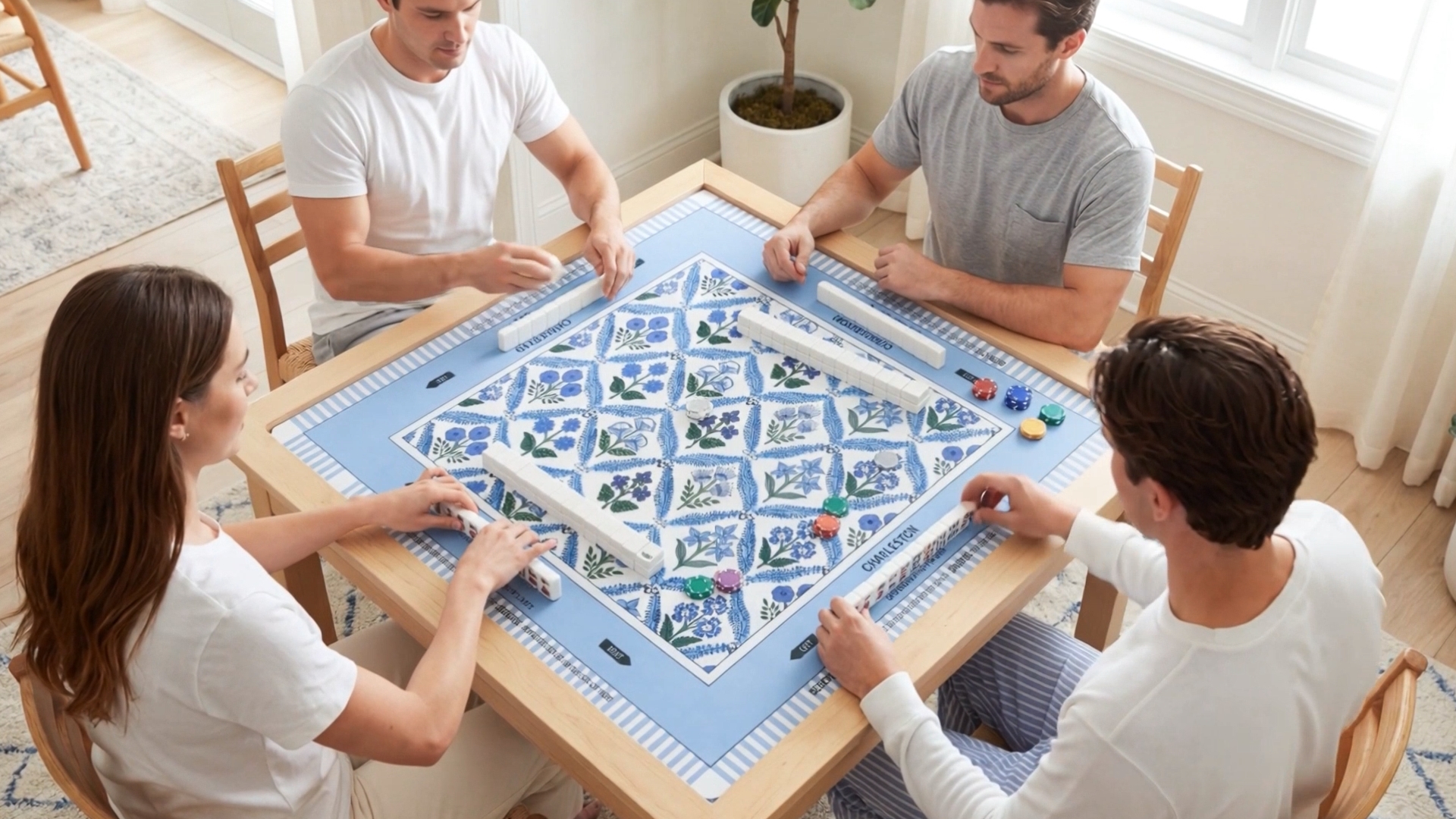 Amazon.com: Tegeme Small Mahjong Mat 22 x 22 Inch Chinoiserie