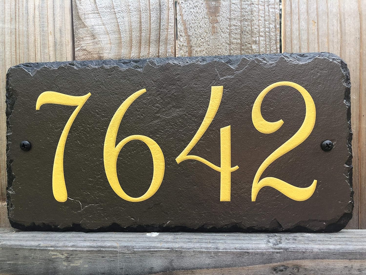 Beautifully Handcrafted and Customizable Slate Home Address Plaque (12"x6" or 18"x8") Improve The Curb Appeal of Your Property with This Bespoke House Sign.