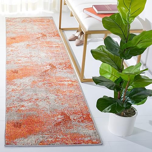 Miniatura 9 de SAFAVIEH Colección Madison - Alfombra decorativa de 4 x 6 pies, rojo y marfil, diseño moderno boho abstracto, no desprende pelusa y fácil de cuidar,