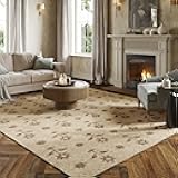 Ella Floral & Paisley 8' x 10' Wool Area Rug for Living Room Bedroom Dining Room, Sand