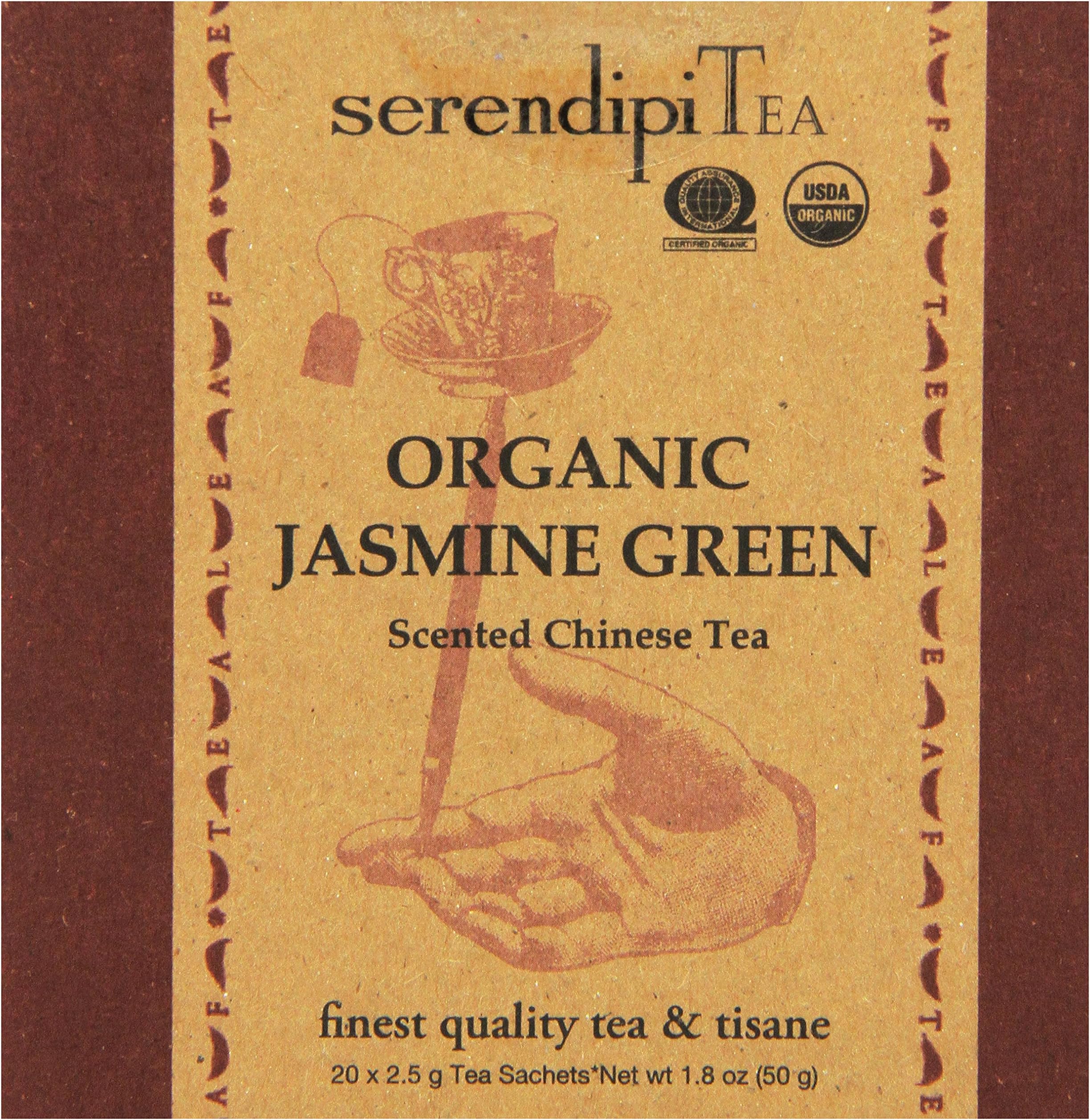 SerendipiTea Organic Tea Jasmine Green, 20 Count (Pack of 8)