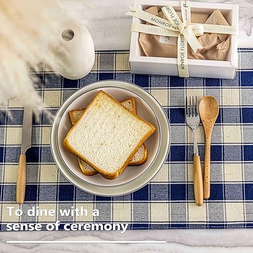 Miniatura 3 de Home Brilliant Juego de 6 manteles individuales de granja, lavables a máquina, para mesa de cocina, 13 x 19 pulgadas, cuadros a cuadros, color azul