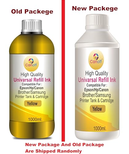 Image of CANOFF Yellow Refill Ink Compatible for Can: CL: 41, 57, 98, 99, 741, 746,811,831 Ink Cartridge (1000ml Per Bottle) (Cannon Ink Cartidge Refill Ink, Yellow)