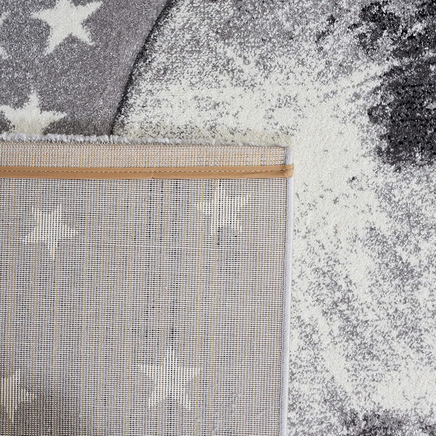 Stellar Playtime Round Non-Slip Rug for Kids - Light Grey & White, 4'x6'