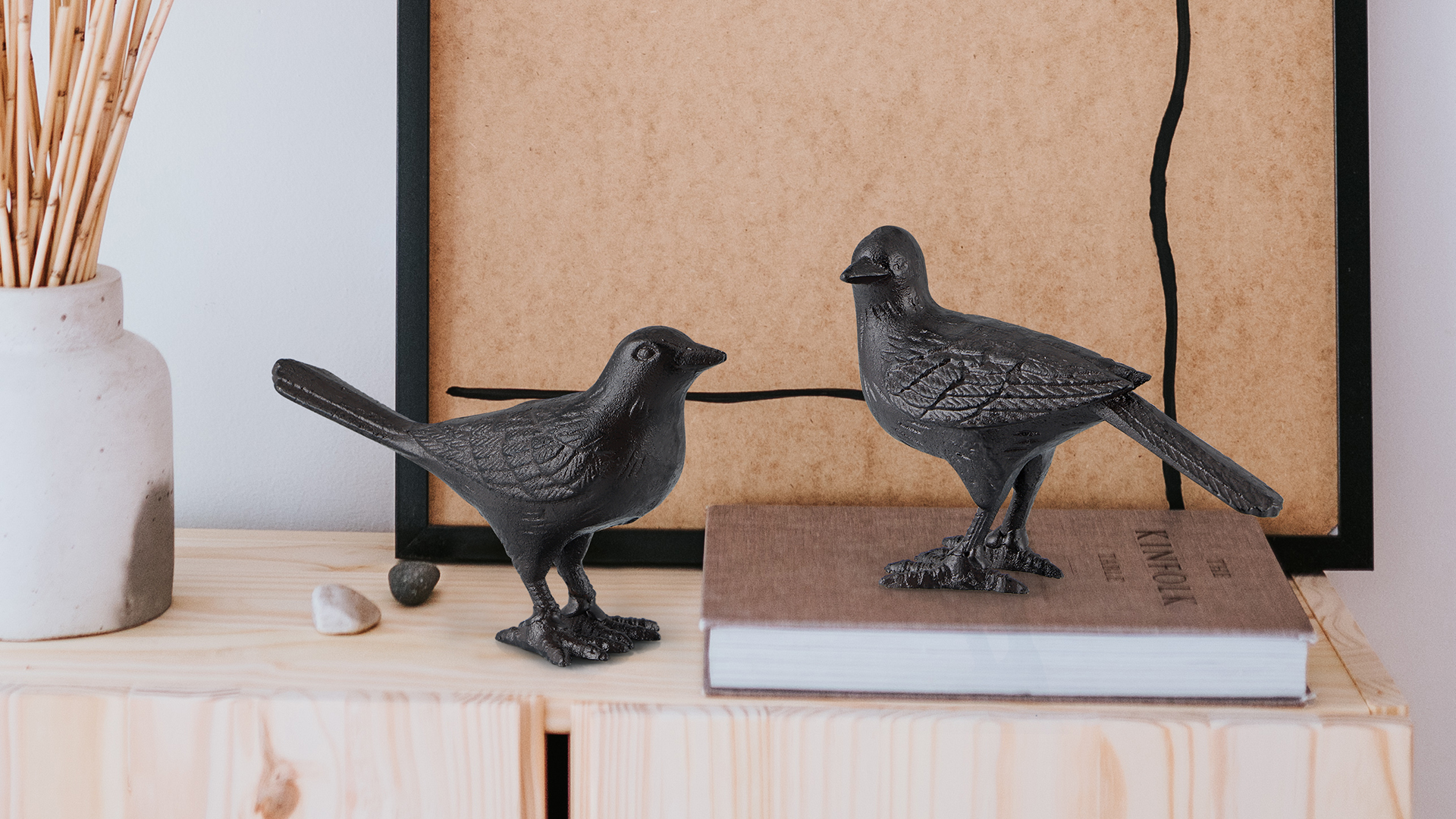 Figura Decorativa Pájaro de Hierro Fundido 7.68x2.83x4.53 in miniatura 7