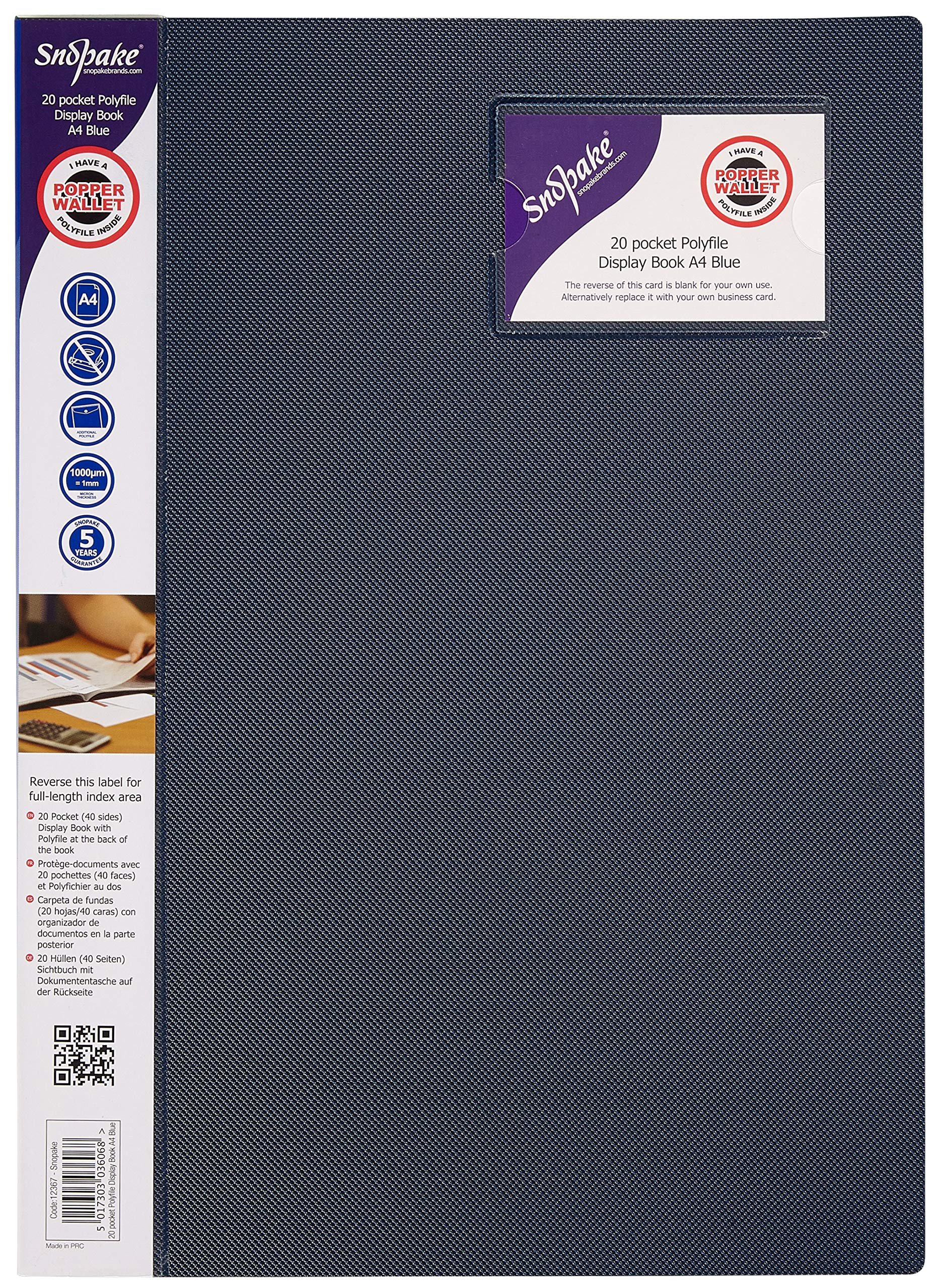 Snopake 12367 - Carpetas con fundas (5 unidades, A4), color azul