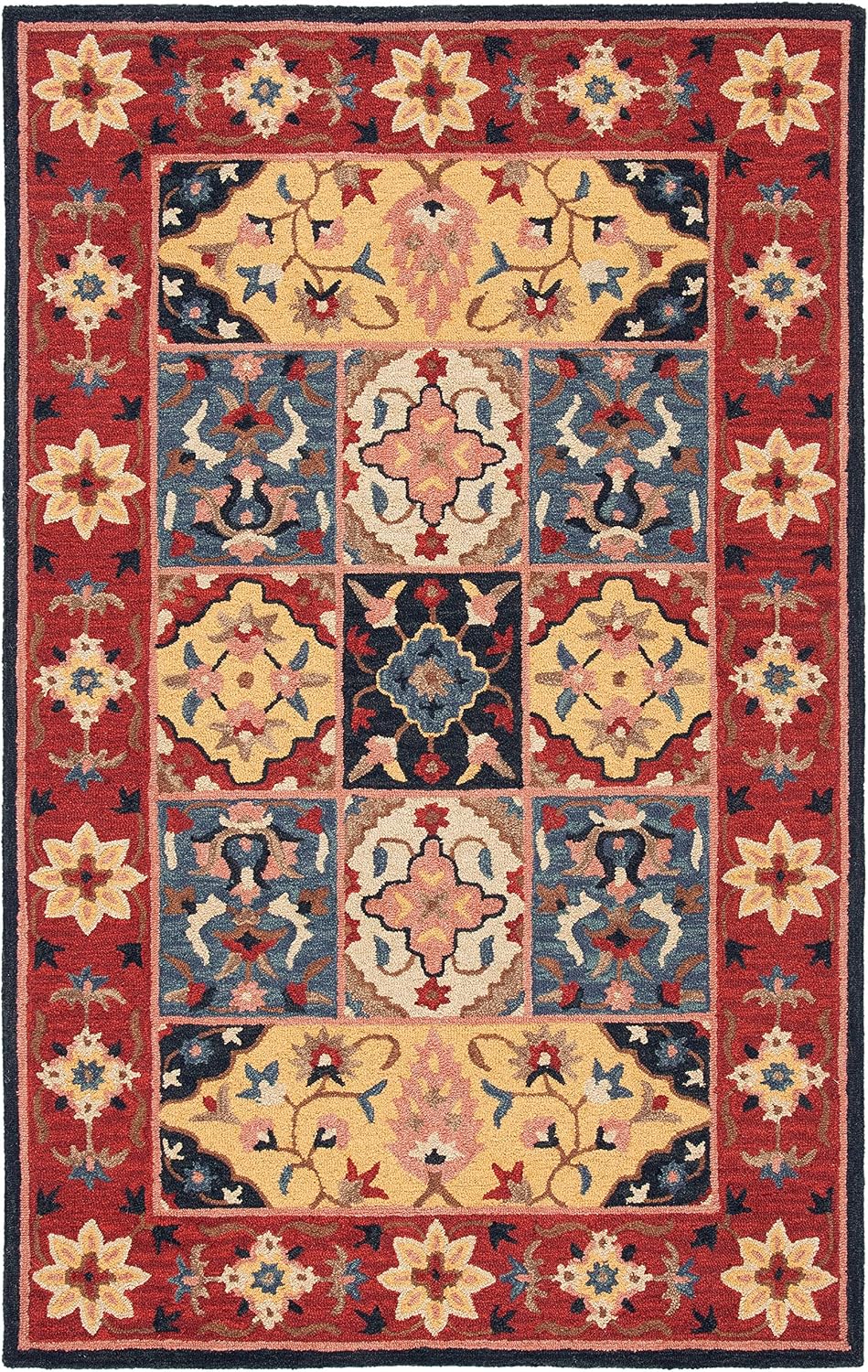 SAFAVIEH Aspen Collection Accent Rug - 3' x 5', Red & Gold, Handmade Boho Wool, Ideal for High Traffic Areas in Entryway, Living Room, Bedroom (APN402Q)