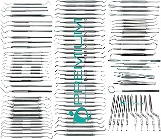 100 Pcs Full Dental Examination Explorers, Curettes, Osteotomes, Sinus Lift, Probes, Excavators, Scalers, Filling, Periosteals, Tweezers Instruments Set