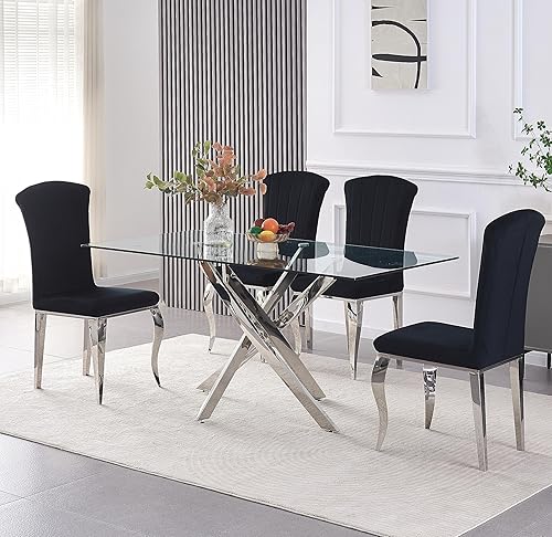 Miniatura 2 de Sillas de comedor modernas, silla de comedor tapizada de lujo sin brazos, con patas de acero inoxidable espejadas para cocina, comedor, sala de