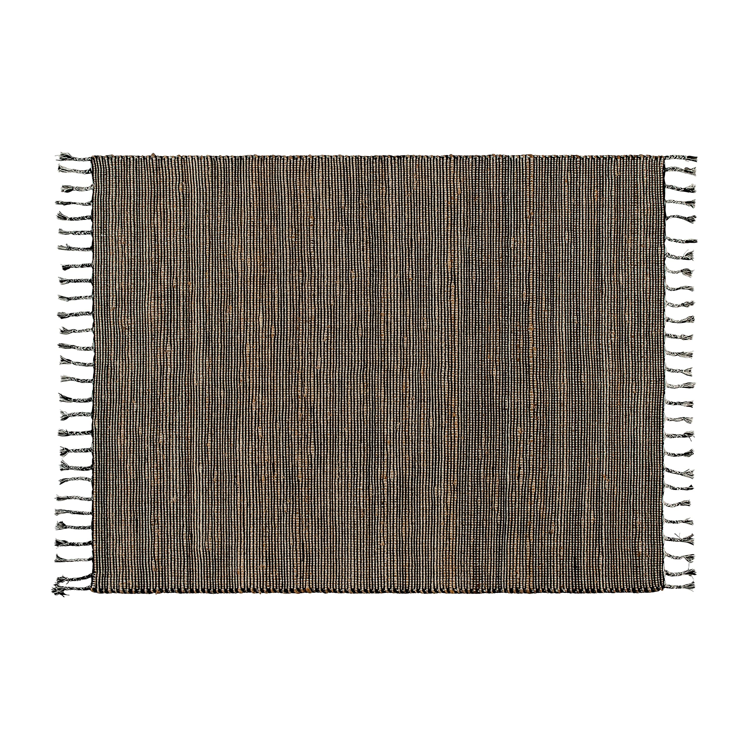 Flash Furniture Doris Area Rug - Jute and Black - Handwoven - 5' x 7' - Braided Tassels
