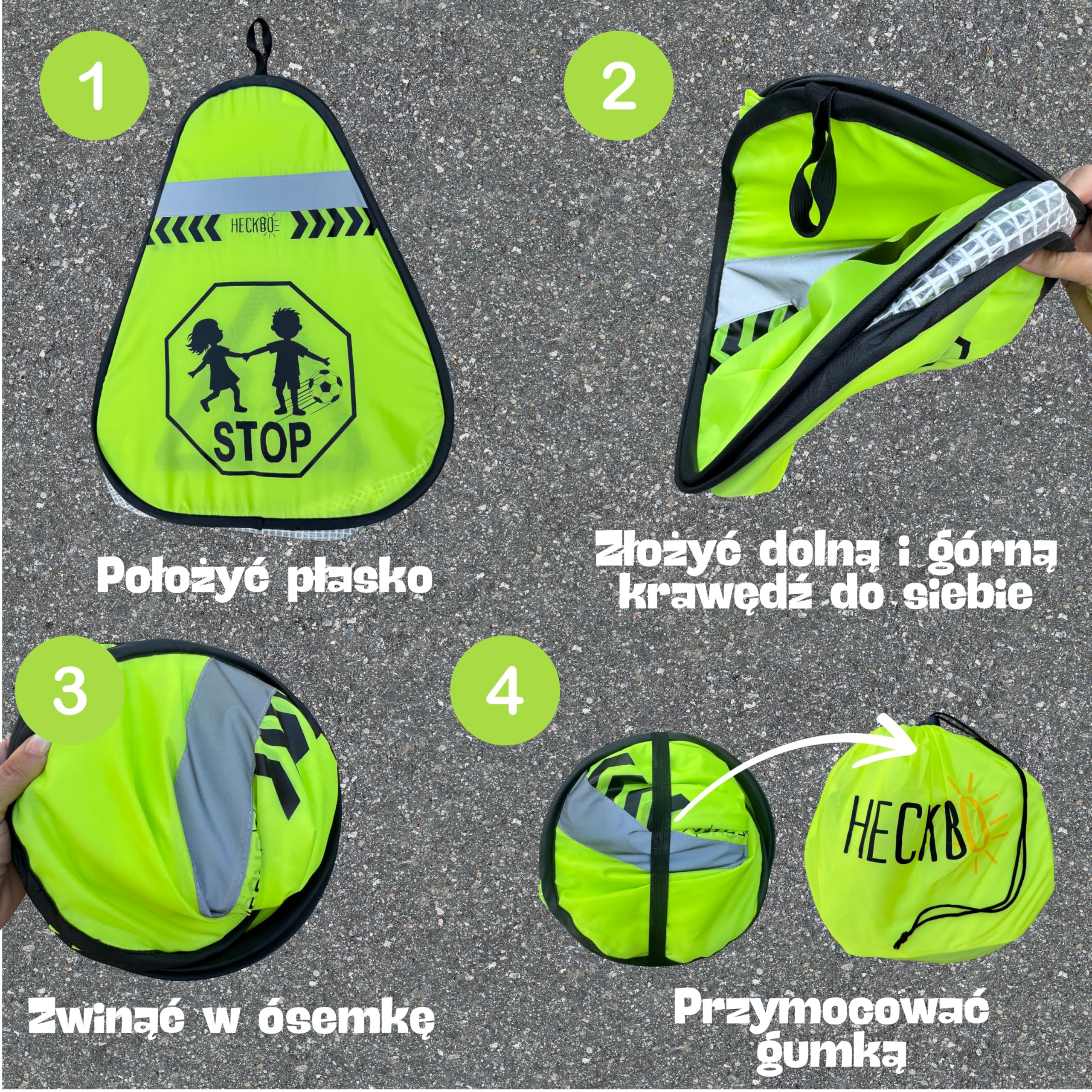 HECKBO 2x Pylony Uwaga Dzieci Znak Pylony do zabawy Pylony + Łańcuch chorągiewek - Pylony uliczne dla dzieci Zestaw bezpieczeństwa dla dzieci