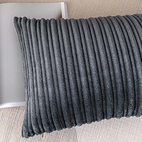 Miniatura 233 de UGASA - Juego de 2 fundas de almohada de terciopelo a rayas, funda decorativa para cojín con cremallera oculta para el hogar, sofá, dormitorio,