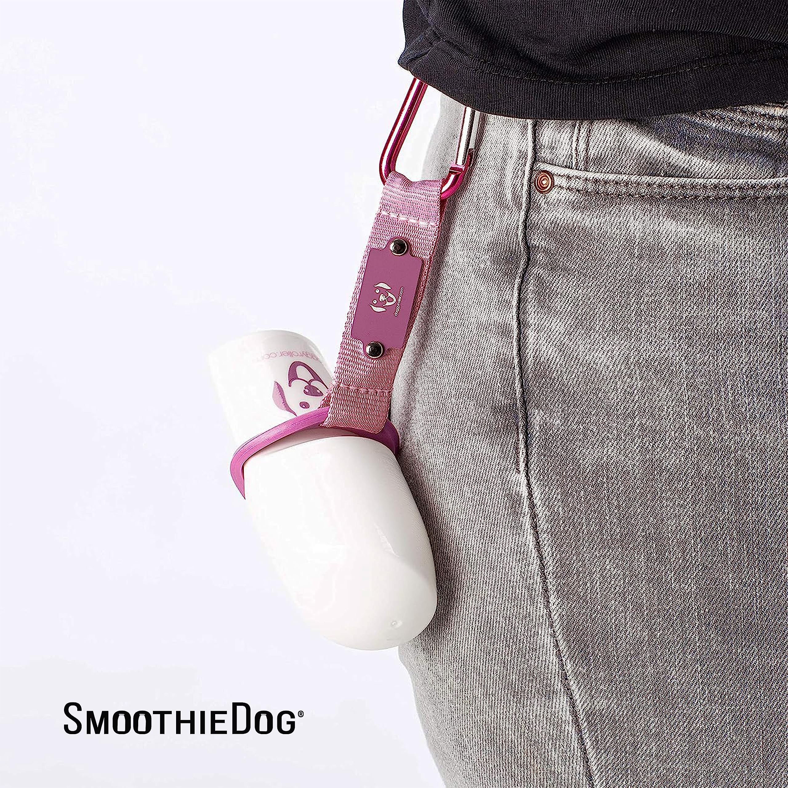 Hunde Smoothie SmoothieDog 6er Mix + Doggyroller m. Halter, Karabiner Rosa - je 1x: Huhn, Rind, Lamm, Ente, Immunio, Veggie - Flüssiges Hundeleckerli - Zucker- & glutenfrei - Zubehör Hund - je 250ml