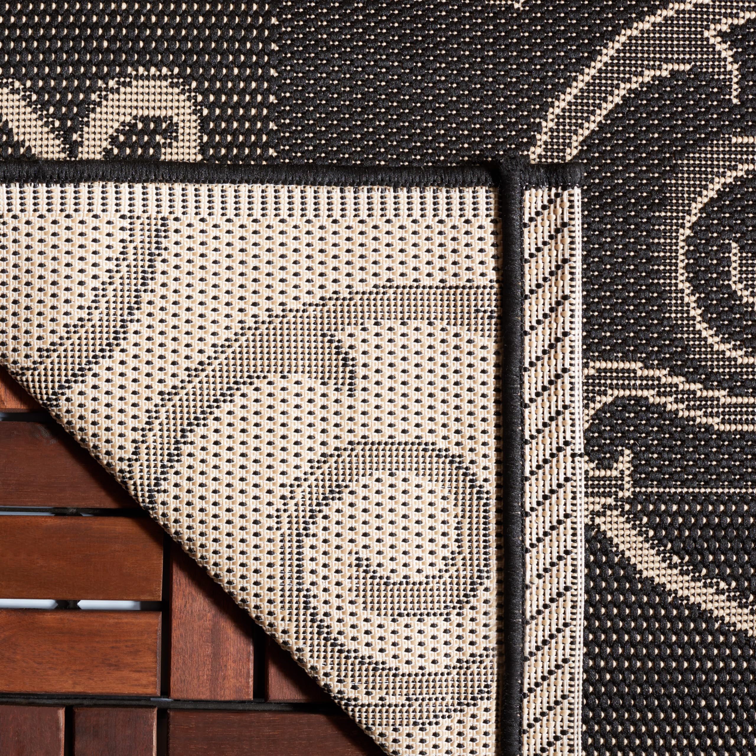 safavieh washable rug outdoor courtyard collection - 9' x 12', black & sand, non-shedding & easy cleaning, ideal for patio, backyard, mudroom (cy2665-3908)