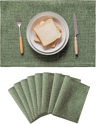 Miniatura 18 de Home Brilliant - Manteles individuales de lino Gris ceniza,Rosa bebé,Negro -,Marrón,Borgoña,Arpillera,Crema,Gris Oscuro,Pasto