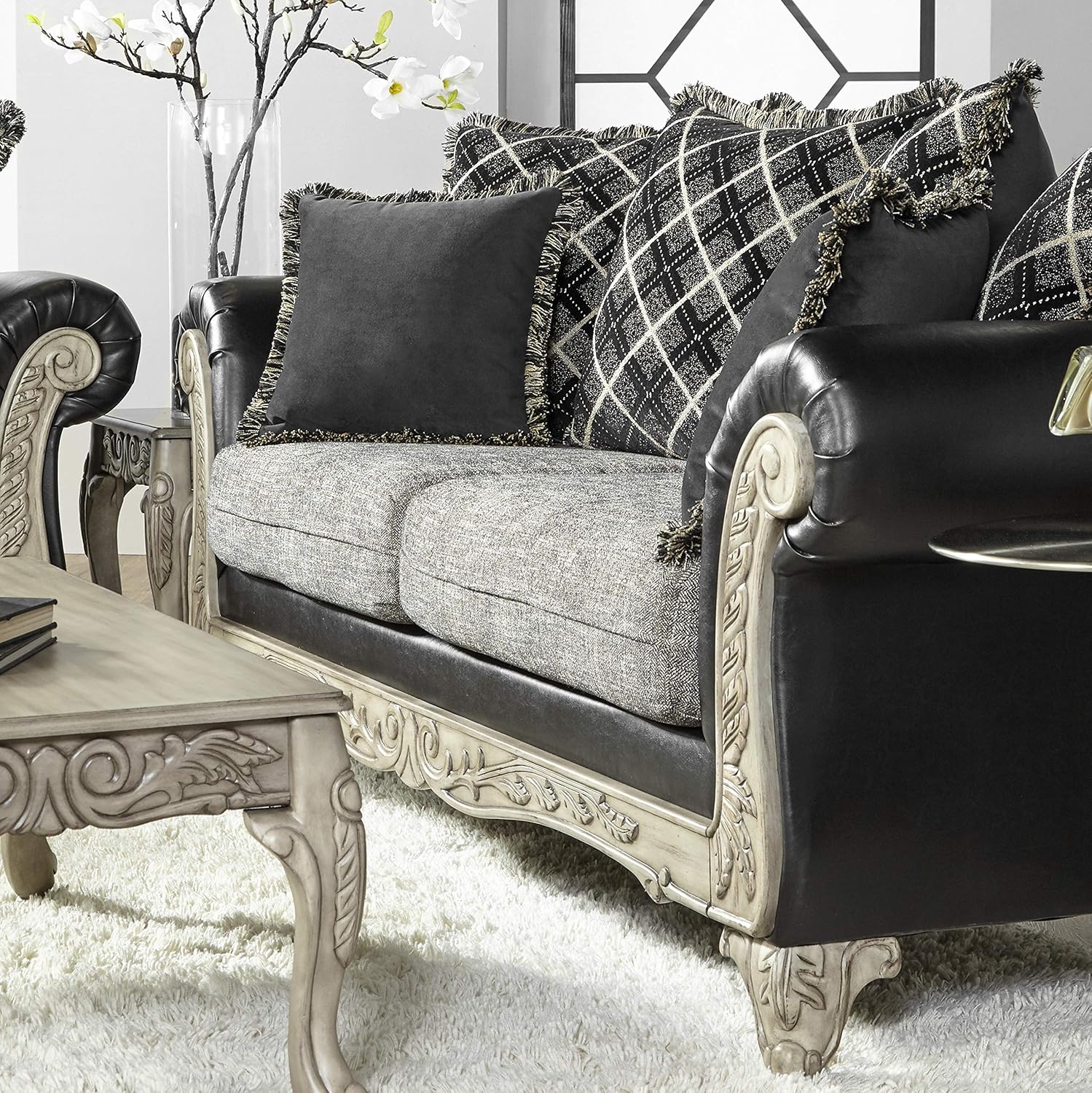 Roundhill Furniture San Marino Sofas, Ebony