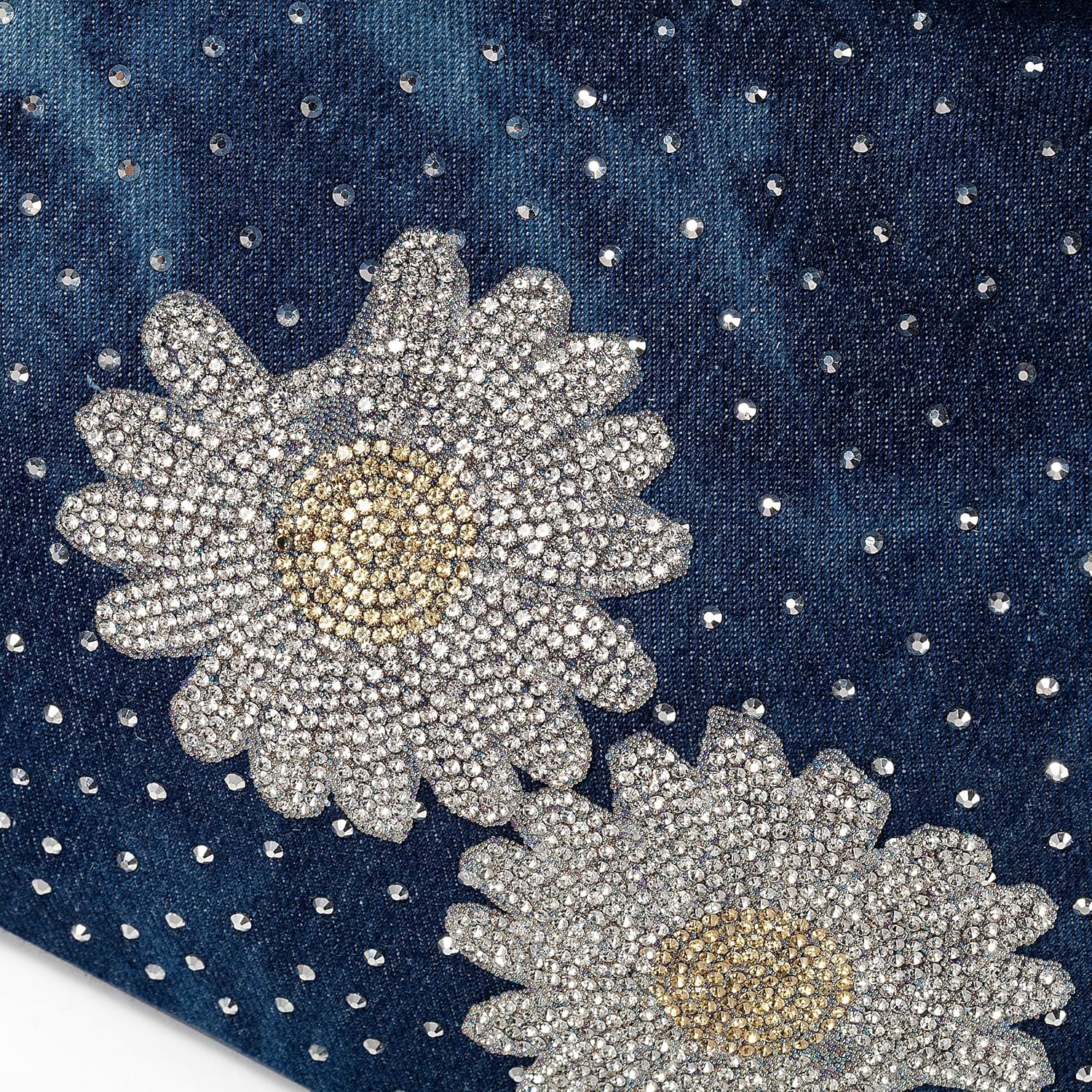 Denim Handbags for Women Top Handle Jean Purses and Handbags Denim Purse with Rhinestones - Image 6