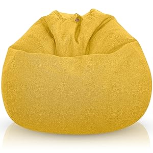Aiire Sofa Puff Salon Moderno - [100x75] Sillon Puf Gigante XXL con Relleno Incluido para Habitacion Juvenil o Adolescente - Bean Bag Chair Gamer - Puffs Infantiles de Diseño Amarillo
