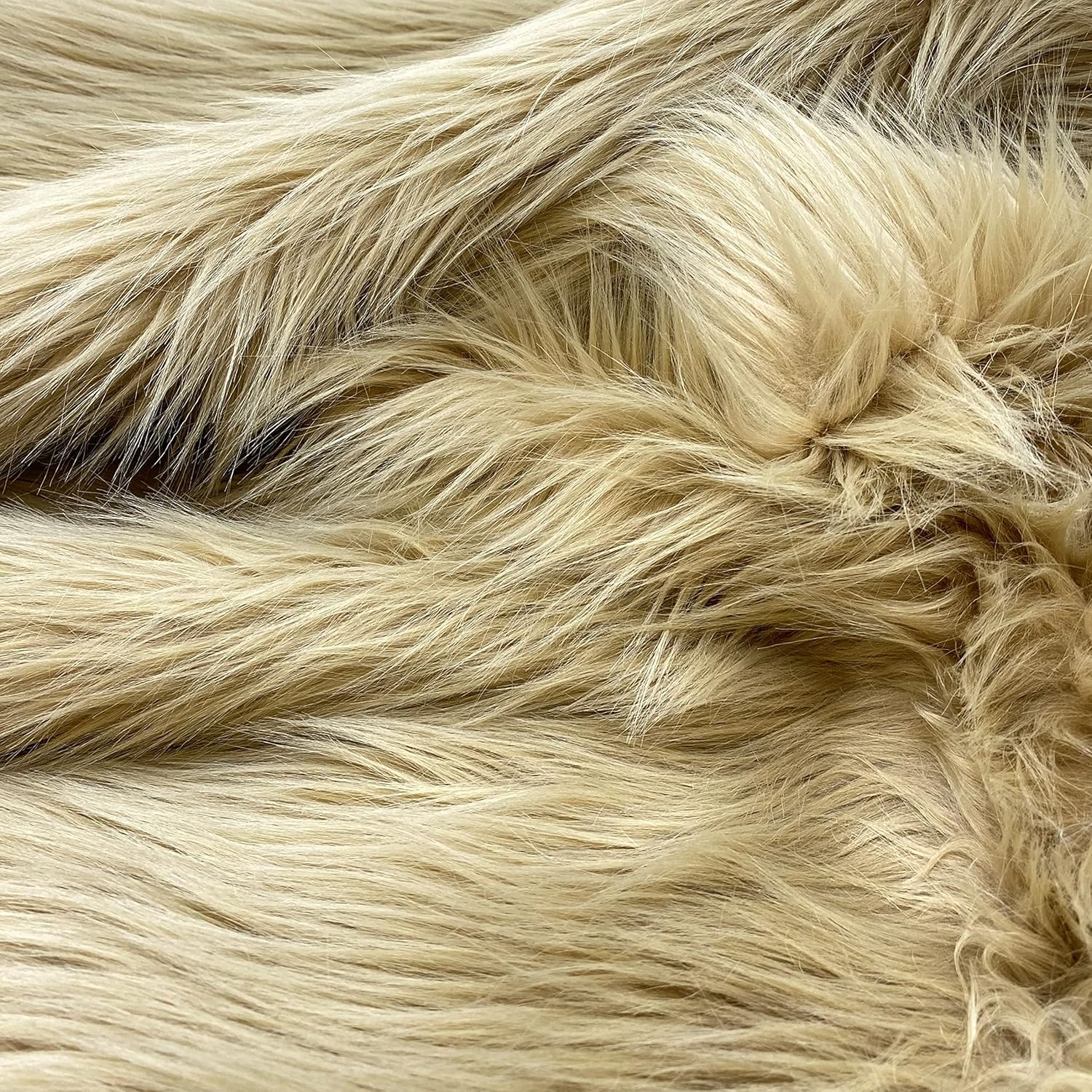 Ice Fabrics Faux Fur Fabric by The Yard - 60 Inches Wide Super Soft and Fluffy Shaggy Mohair Fur Fabric for Costumes, Apparel, Rugs, Pillows, Decorations and More - Beige - One Yard