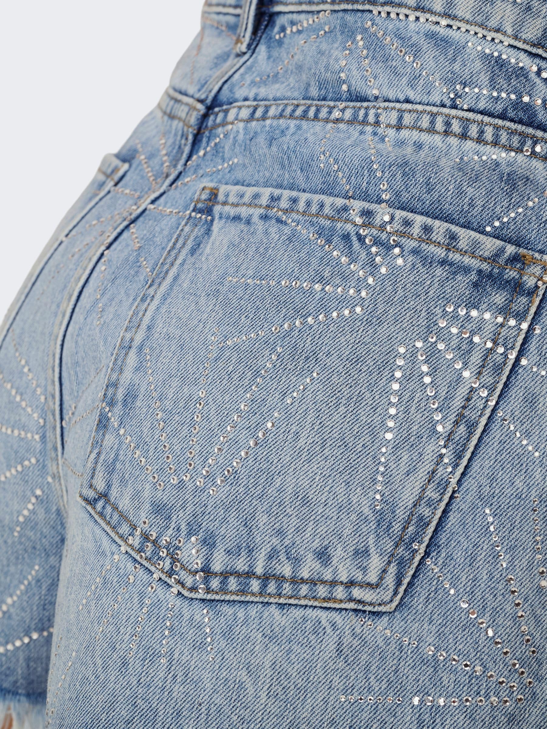 ONLY Women's Onlgabi Rhinestone Hw RW Shorts DNM Azg