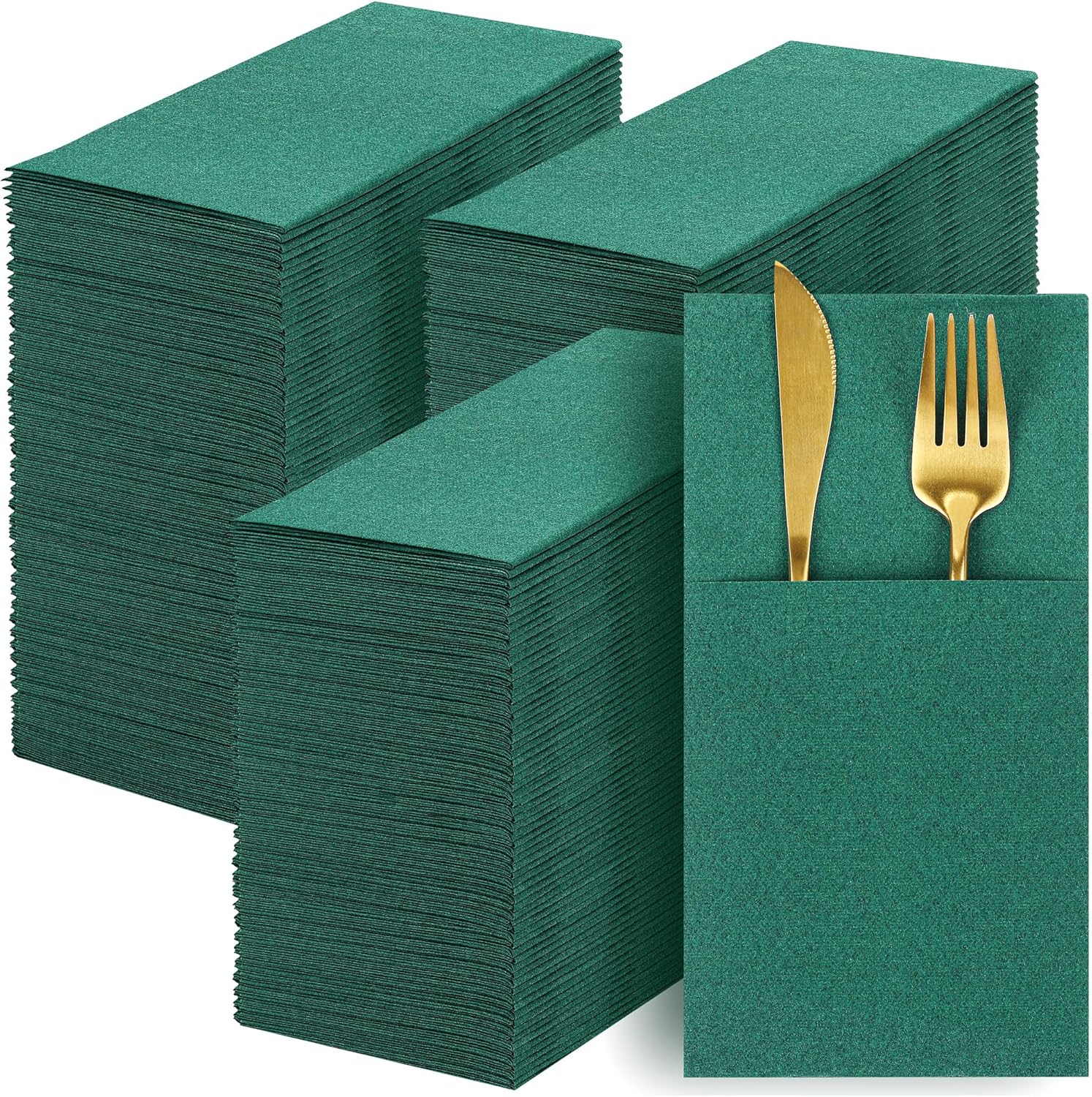 TURSTIN 200 Pieces Disposable LinenFeel Prefolded Dinner