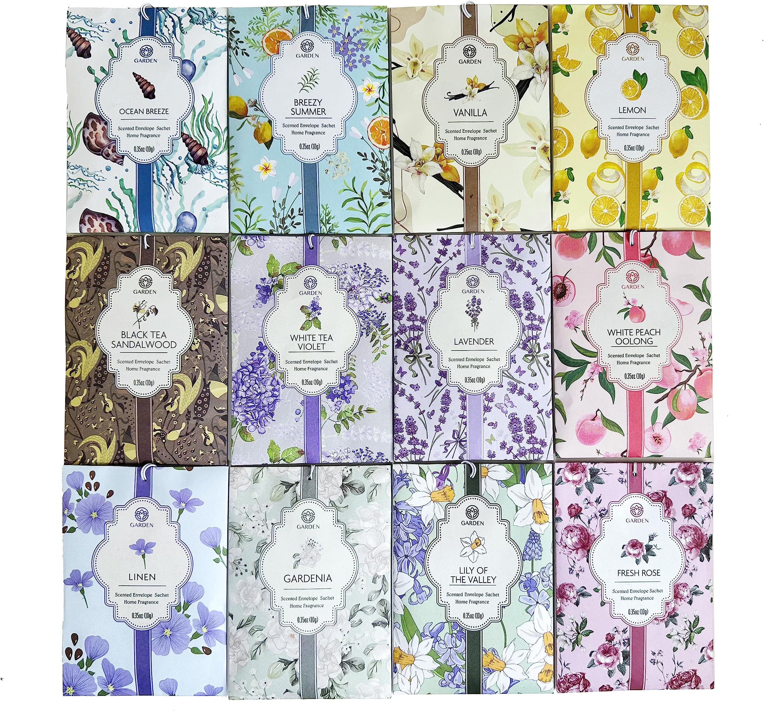 12 Scents Scented Sachets - 12 Pack, Long-Lasting Home Fragrance Sachet Bags, Large Fresh-Scented Packets, Sachets for Drawers and Closets