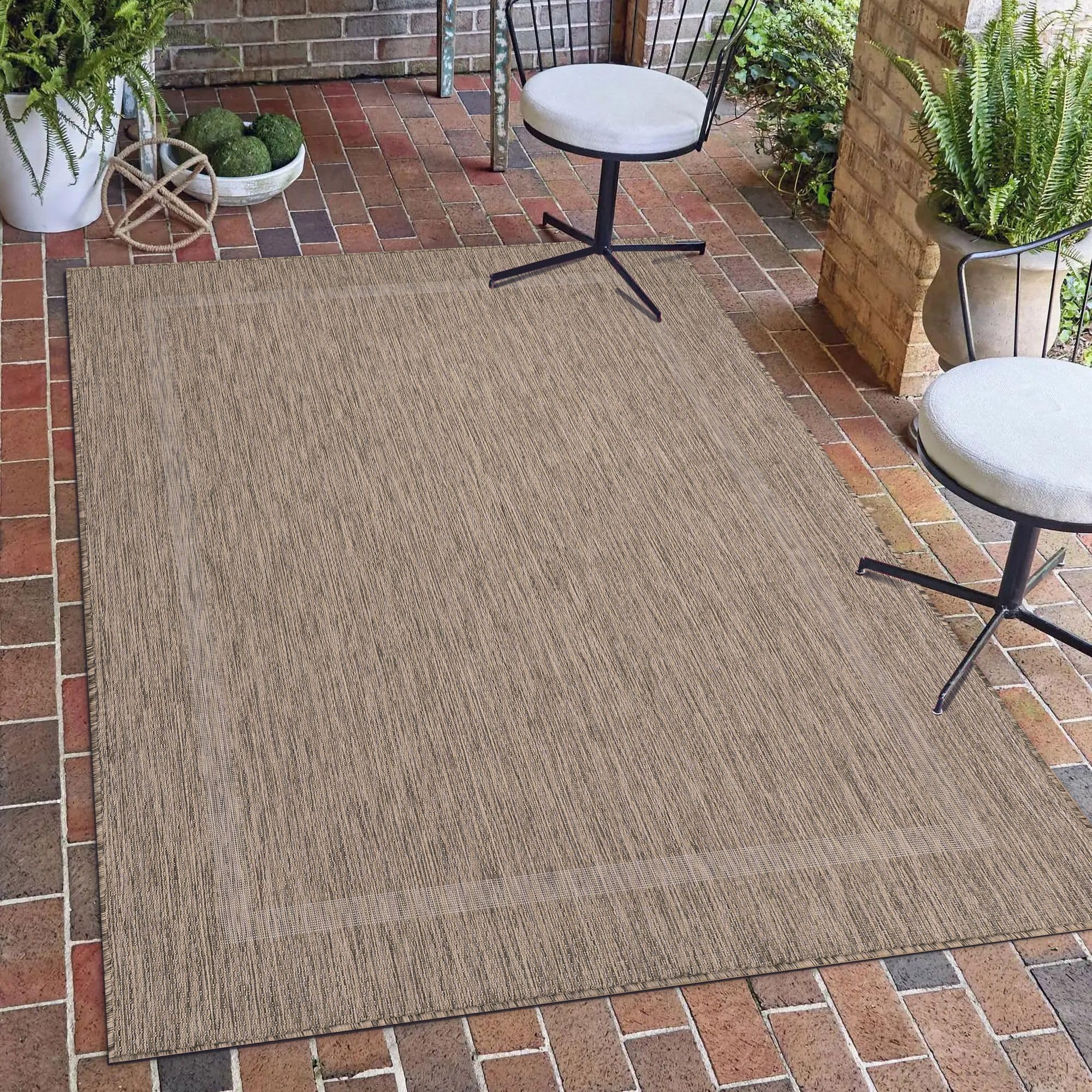 Tapis d'extérieur marron élégant 300 x 400 cm textile haut de gamme toutes saisons