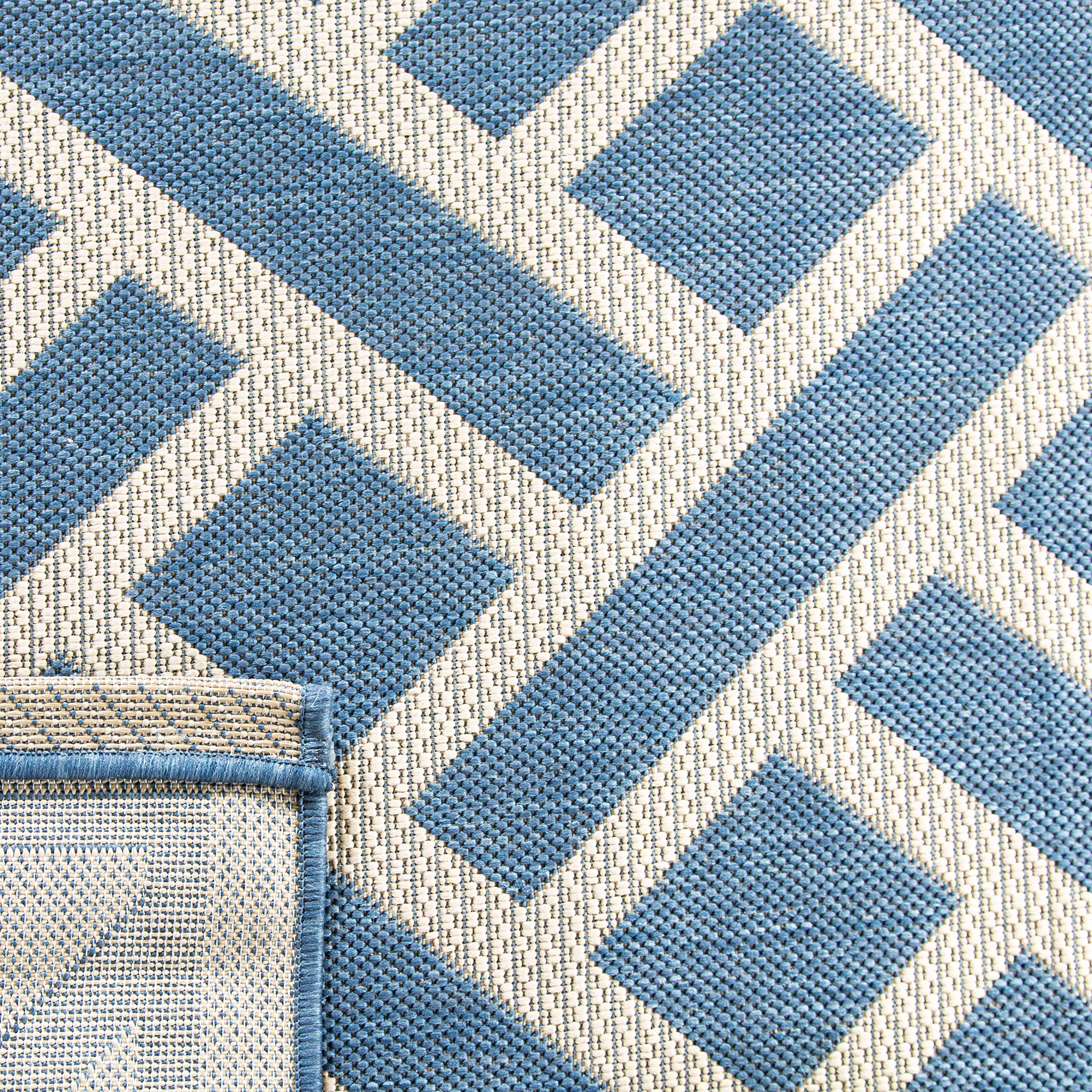 Tappeto Runner SAFAVIEH Courtyard 7,6 X 35,6 Cm, Avorio E Blu Navy, Lavabile, Per Interni/esterni, Antimacchia E UV