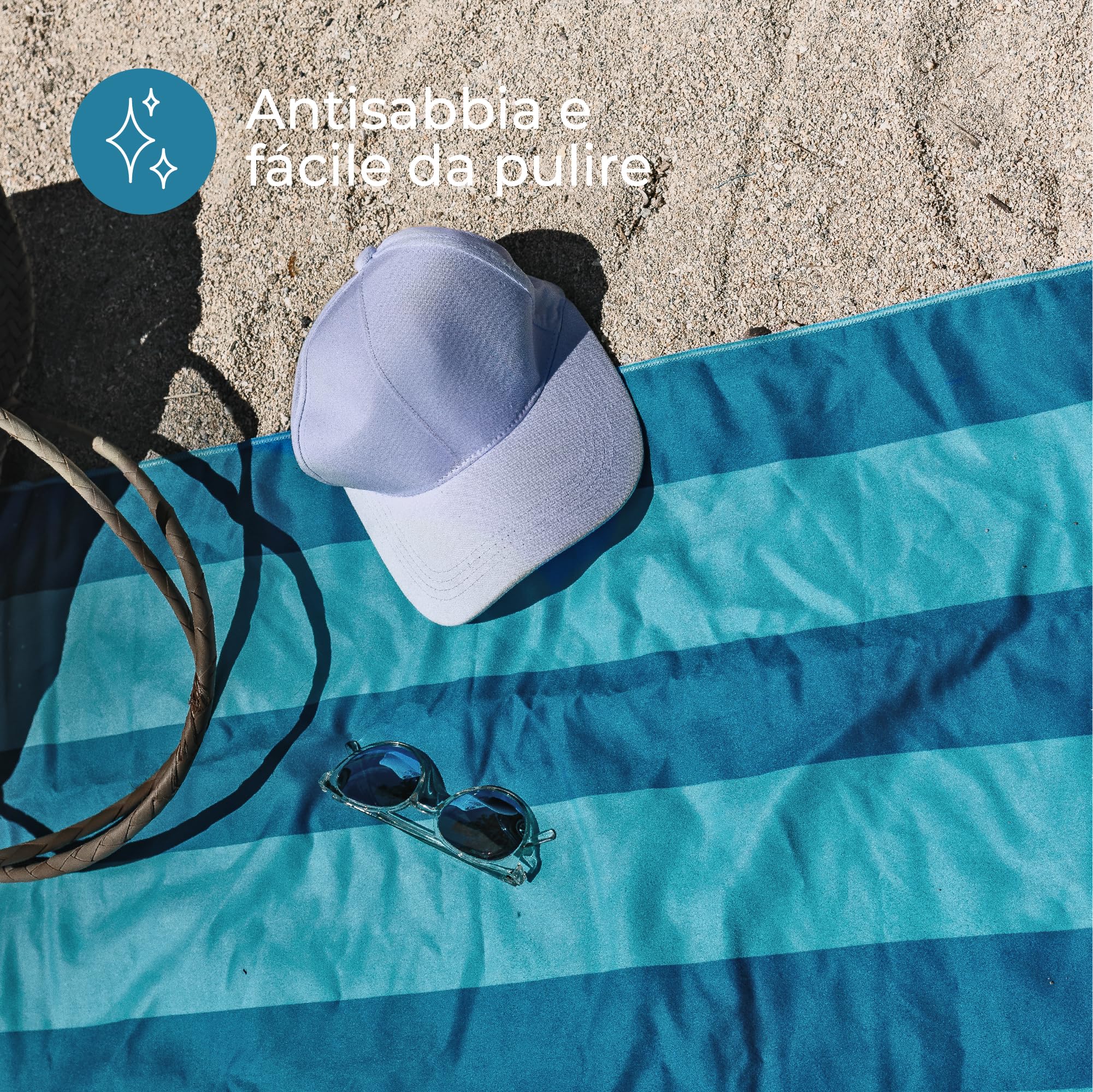 Zenacross - Telo Mare Microfibra - Asciugatura Rapida e Anti-Sabbia - Légère, fine et séchant rapidement - Asciugamano Grande Telo Mare XXL 90x180 cm - Turchese e blu