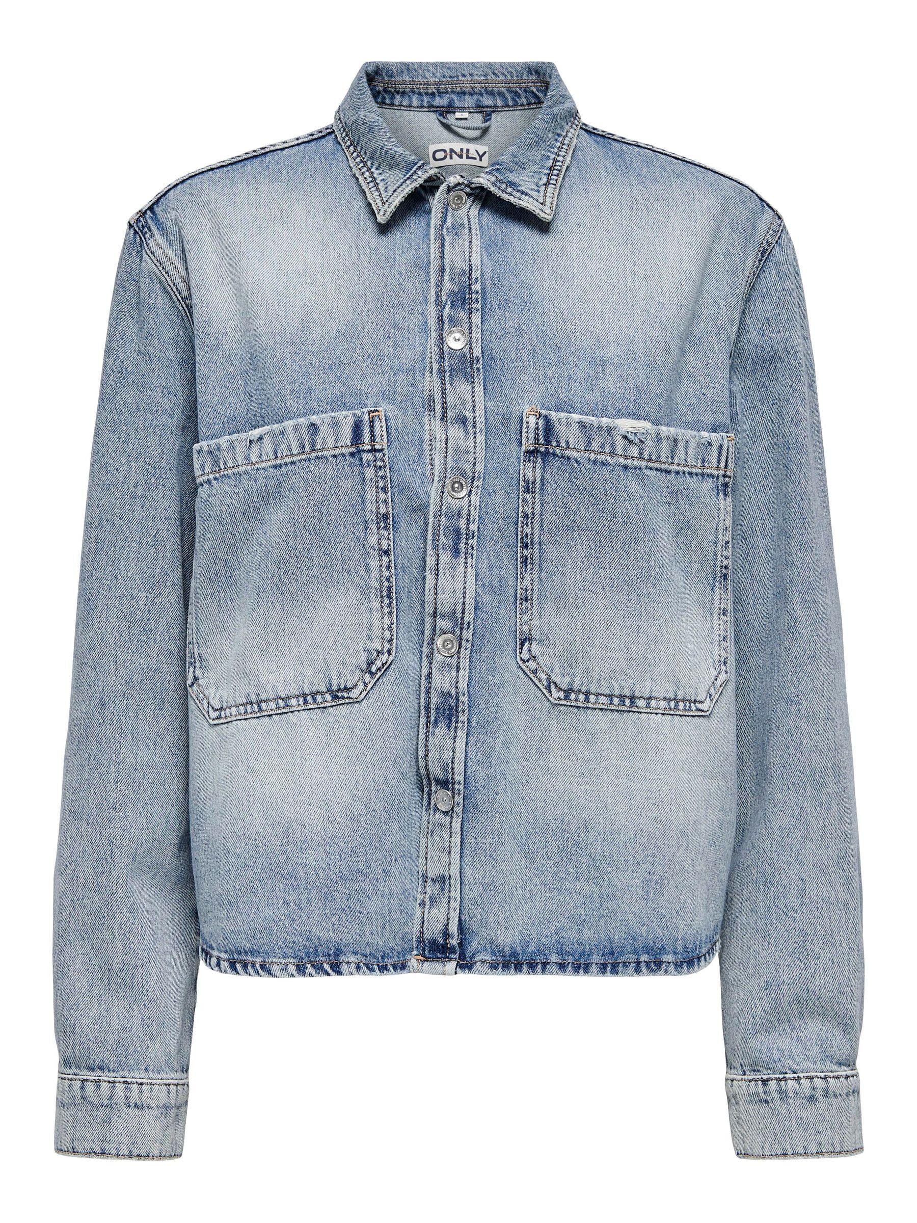 ONLY Damen Only Female Jeanshemd Onlcassie Jeanshemd Onlcassie Ls Ovs DNM Shirt Dot Noos (1er Pack)