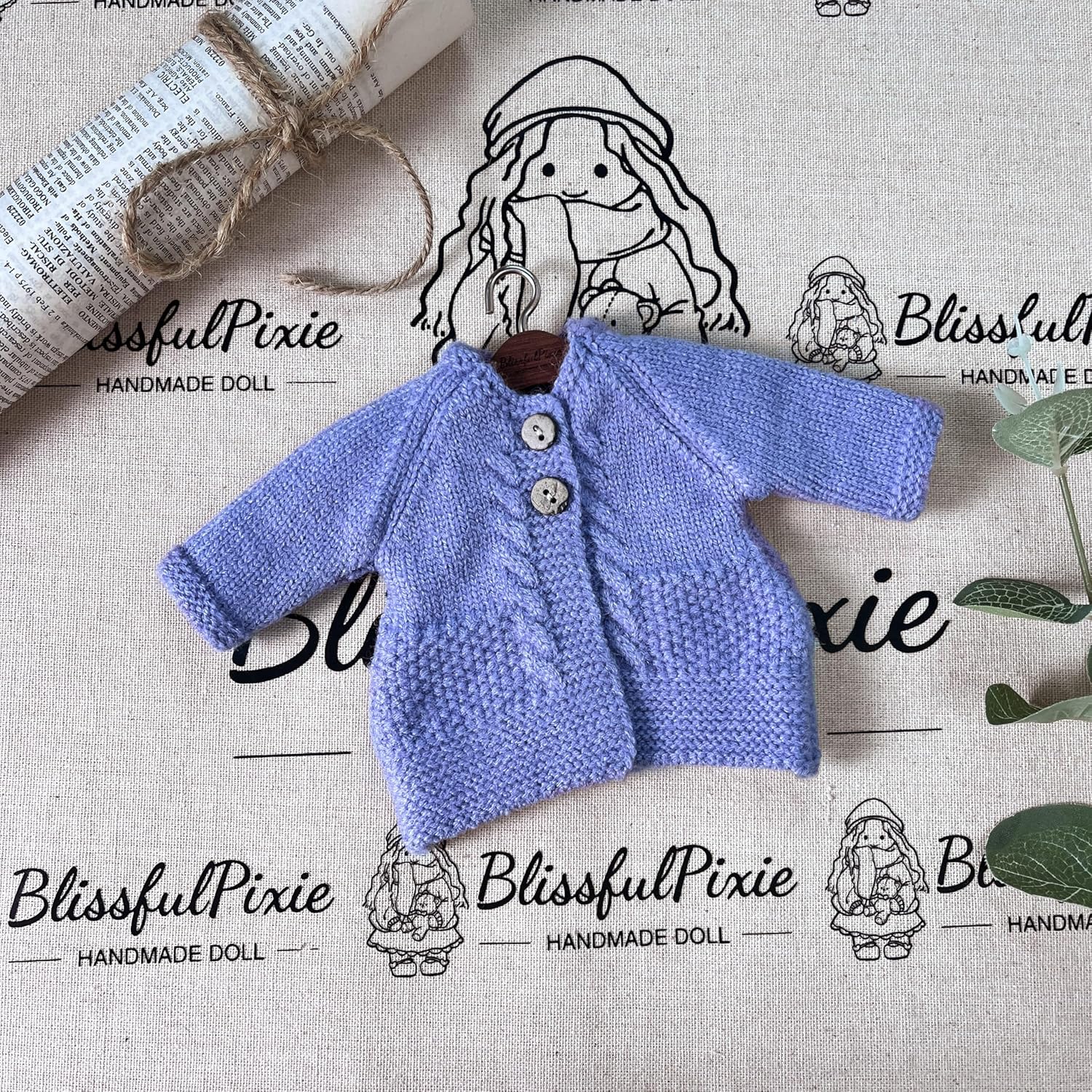 BlissfulPixie Handmade Waldorf Doll Clothes 12 inch Clothing Set with Pretty Box Girl Christmas Birthday Present-Bunny's Clothes Accessories