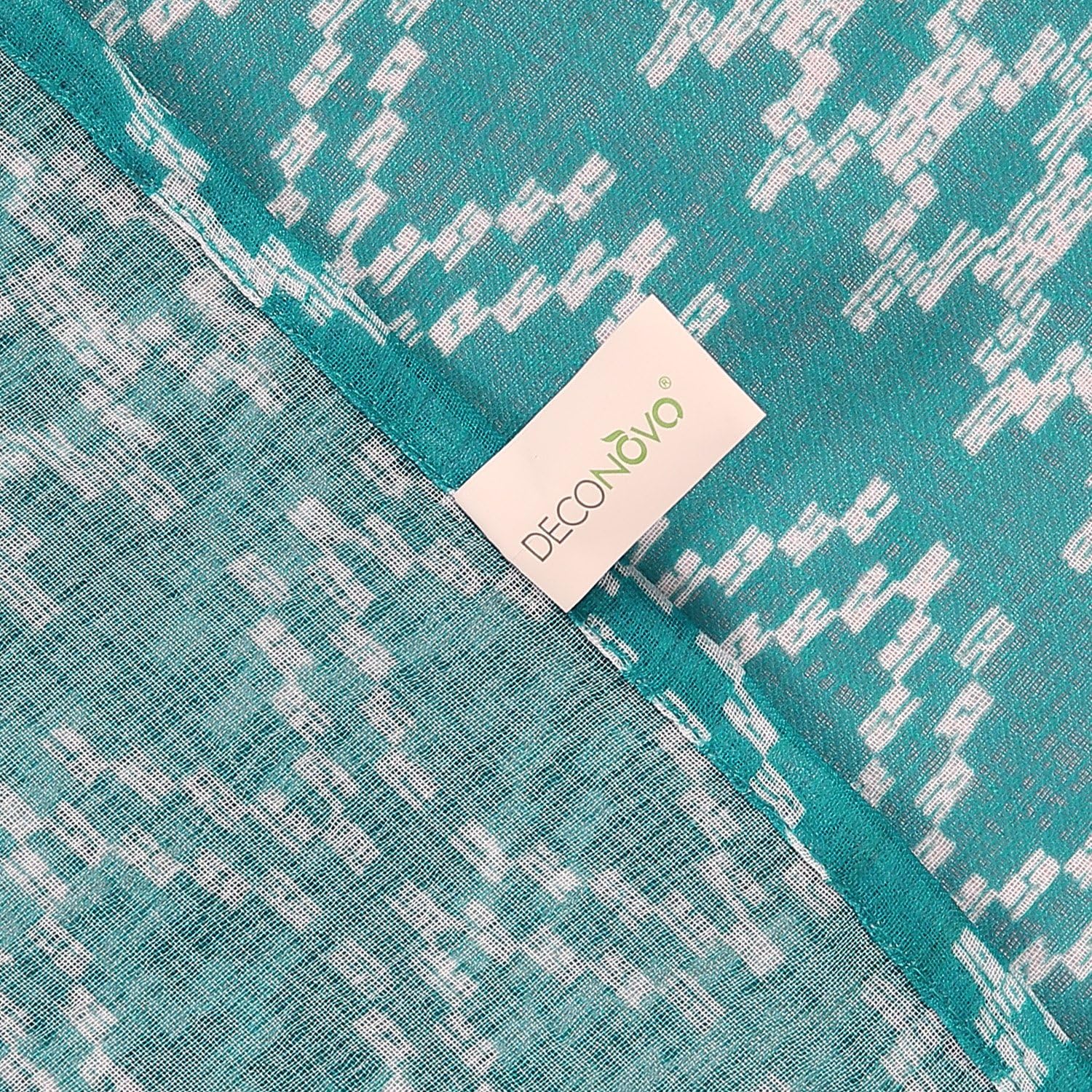 Deconovo Meridian Curtains Rod Pocket Sheer Window Treatments for Sliding Glass Door, 42x95, Turquoise