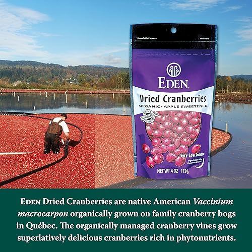 Miniatura 3 de Eden Arándanos secos orgánicos, endulzados con jugo de manzana, 4 onzas