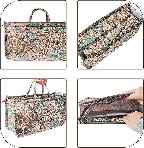 Miniatura 4 de Bolso de mano estilo cartera de Vercord para mujer con organizador incorporado estampado bien definido con manijas y cremallera tamaño 2