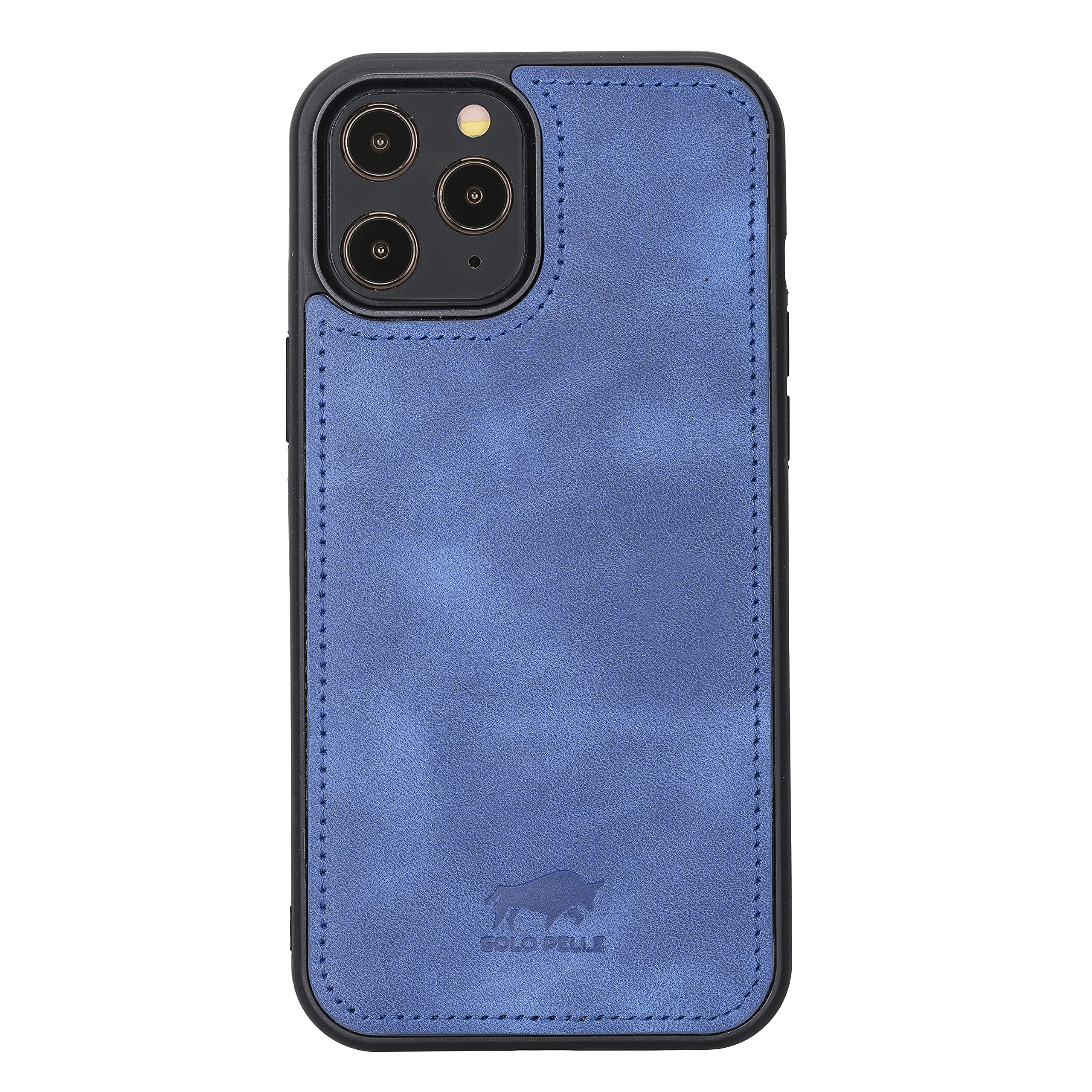 Solo Pelle Lederhülle kompatibel für iPhone 12 Pro Max in 6.7 Zoll abnehmbare Hülle (2in1) inkl. Kartenfächer für das original Apple iPhone 12 Pro Max (Vintage Blau)