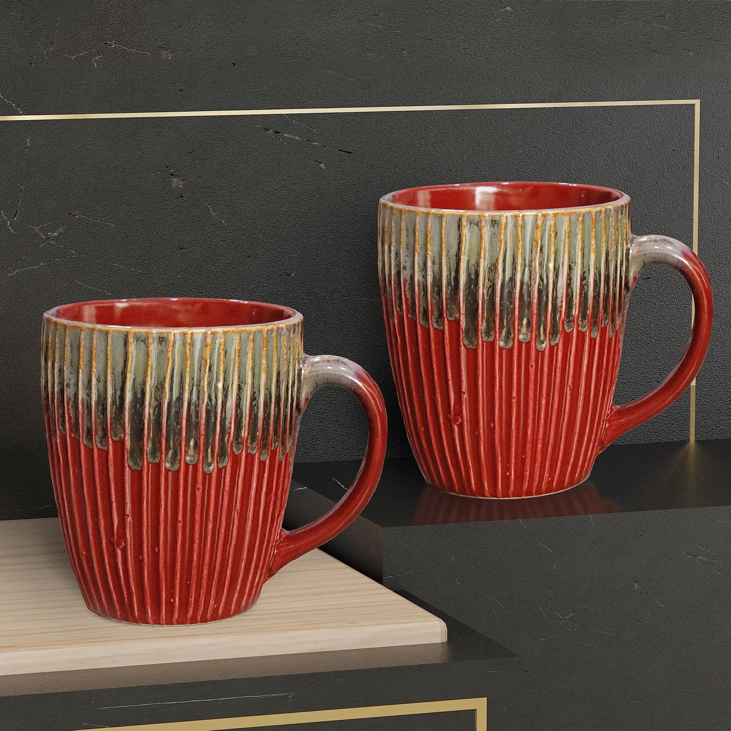 Buy The Earth Store Cherry Dash Coffee Mug Set of 2 Ceramic Mugs to