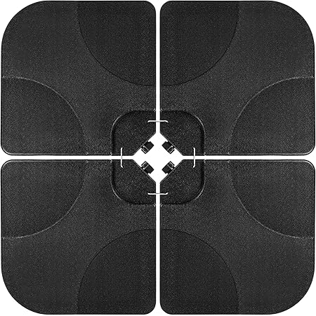 Best Choice Products 4-Piece Heavy-Duty Cantilever Offset Patio Umbrella Stand Square Base Plate Set w/Easy-Fill Spouts for Water or Sand - Black