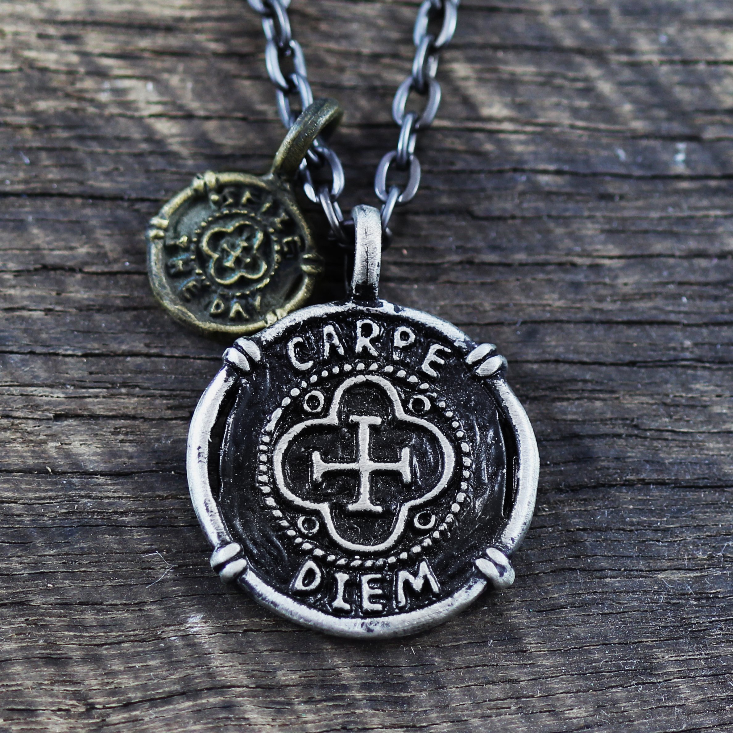 Carpe Diem Silver Coin Necklace