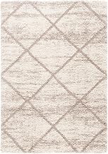 SAFAVIEH Hudson Shag Collection Area Rug - 6' x 9', Multi Ivory & Beige, Modern Trellis Design, Non-Shedding & Easy Care, 2-inch Thick Ideal for High Traffic Areas in Living Room, Bedroom (SGH281H)