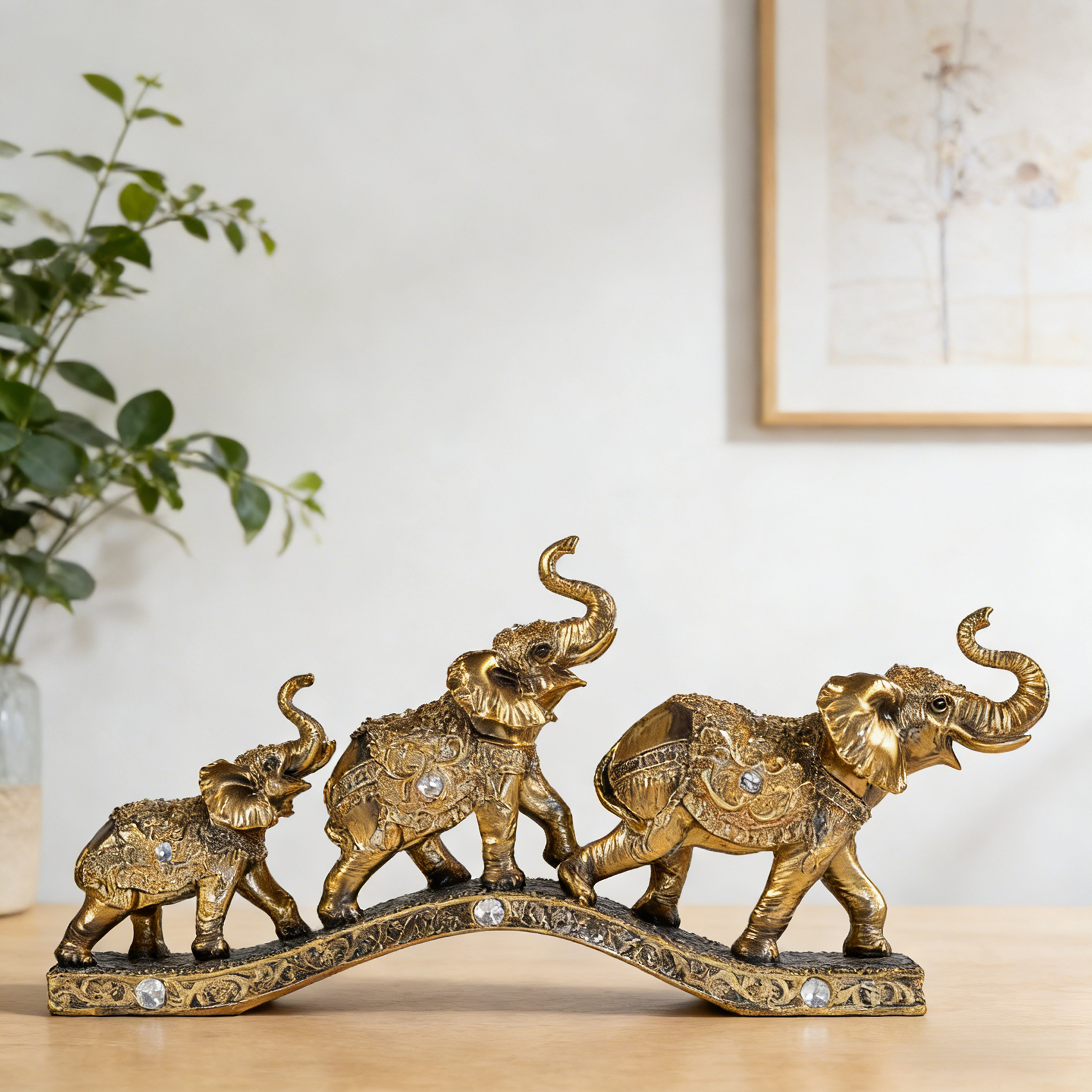 Elefante decorativo dorado elegante para hogar miniatura 7