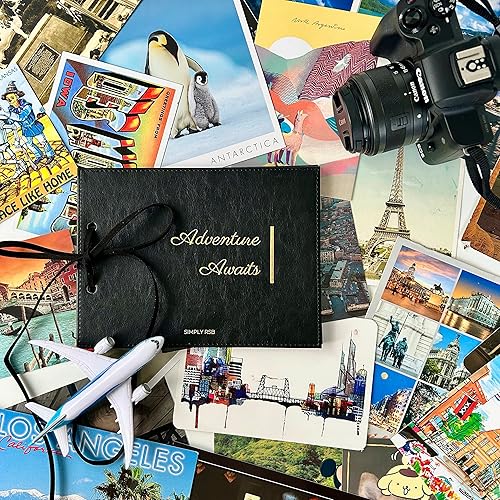 Miniatura 2 de SIMPLY RSB Álbum de postales de cuero vegano, transforma postales en libro de postales, marco de postales y organizador de postales (La aventura