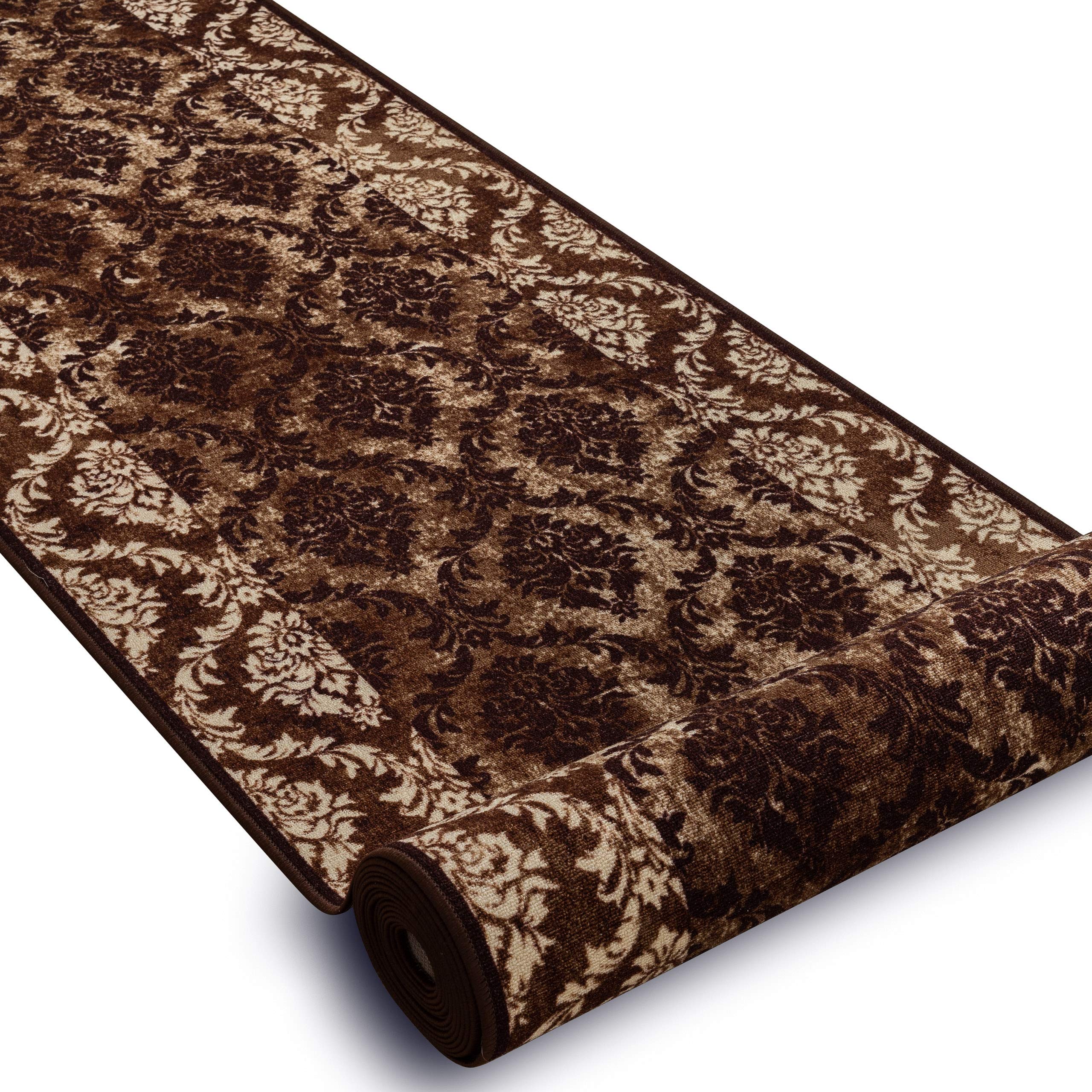 rugsx Tapis de Couloir Romance - Antidérapant, Moderne et Durable, idéal pour la Cuisine, Le Hall et Le Couloir, Marron 100x190 cm
