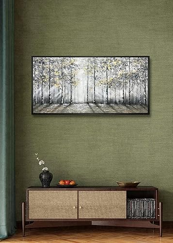 Miniatura 9 de V-inspire Arte, 24x48 Pulgadas Moderno Impresionista Árbol Arte 100% Pintado a Mano Lienzo Marco Arte De La Pared Pintura Al Óleo Grandes Pinturas