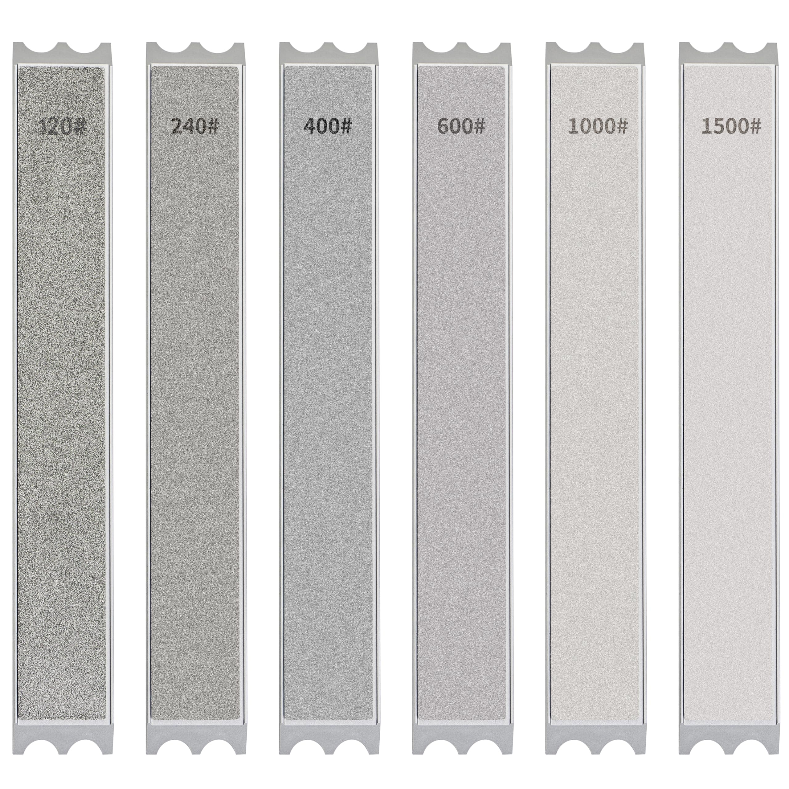 CWOVRS Piedras de Afilar de Diamante, Juego de 6 Piedras de Afilar con Base de Aluminio - Granos 120#, 240#, 400#, 600#, 1000#, 1500#, para Uso Individual y Afiladores de Cuchillos de Ángulo Fijo