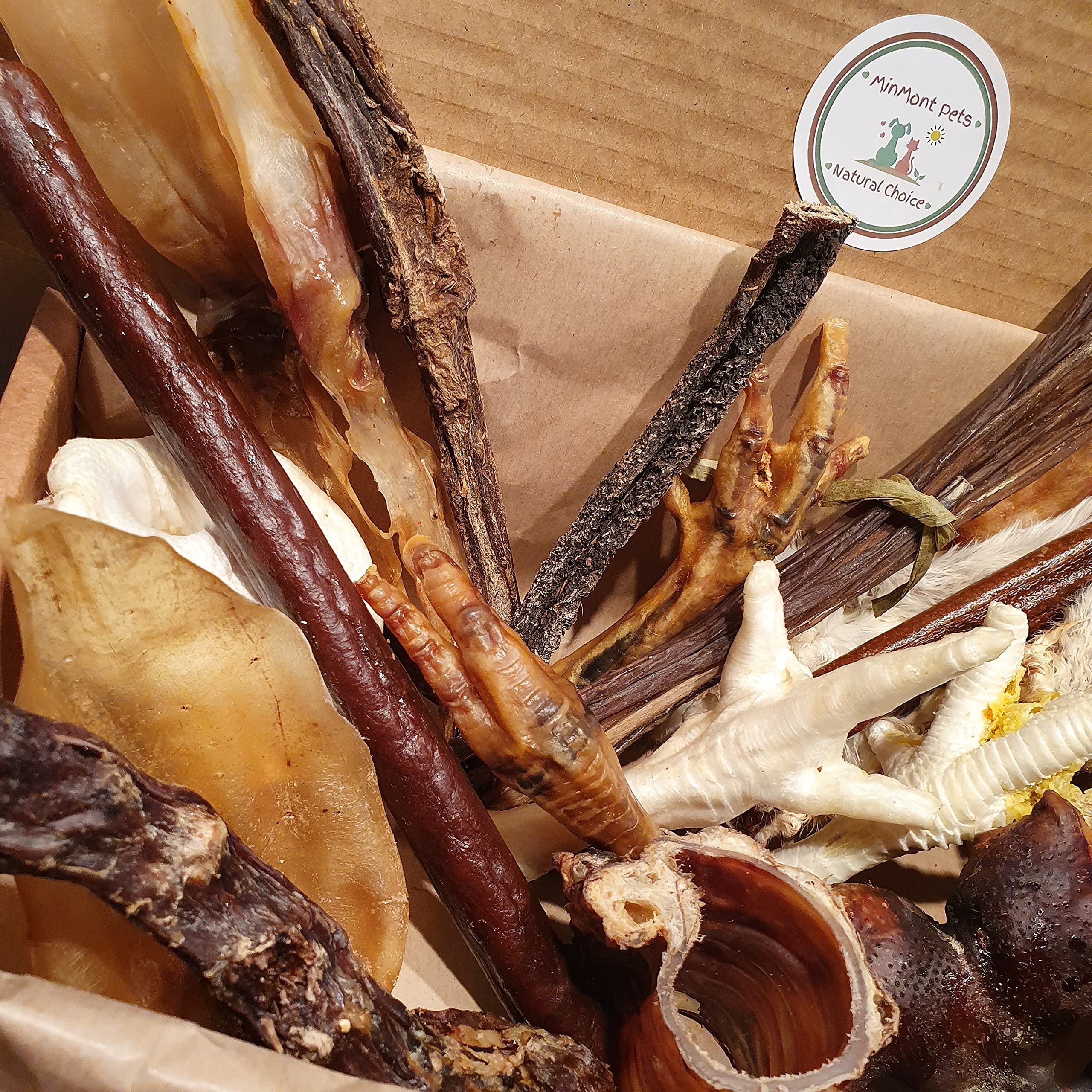 Natural treats for dogs healthy selection variety box. Long lasting natural chews. Great Value box. Rabbit Ears, Pizzle - Image 2