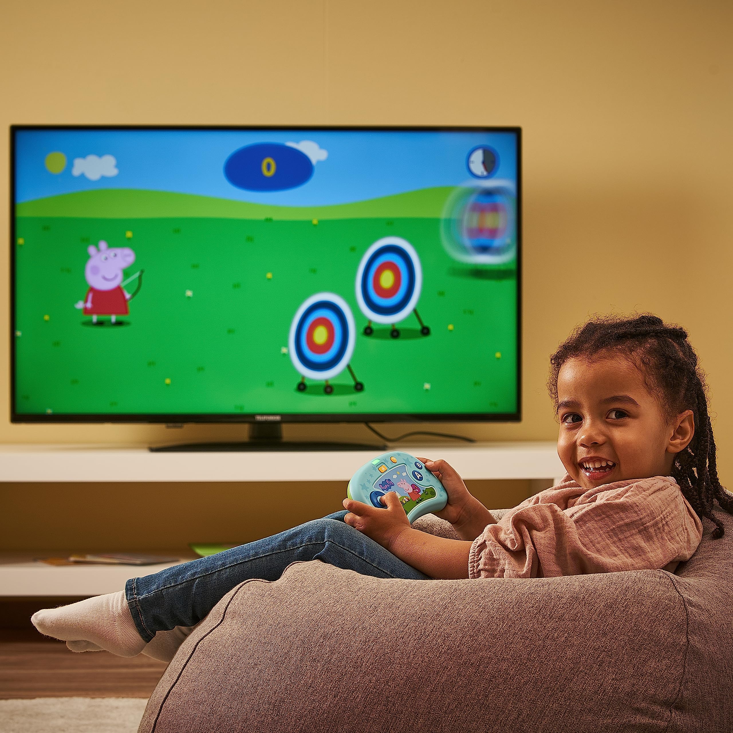 VTech ABC Smile TV Peppa Pig Konsola Do Nauki Bezprzewodowa Z Pendrive'em Do Telewizora Z 8 Grami Dla Wielogodzinnej Zabawy W Nauce Dla Dzieci W Wieku 3-7 Lat
