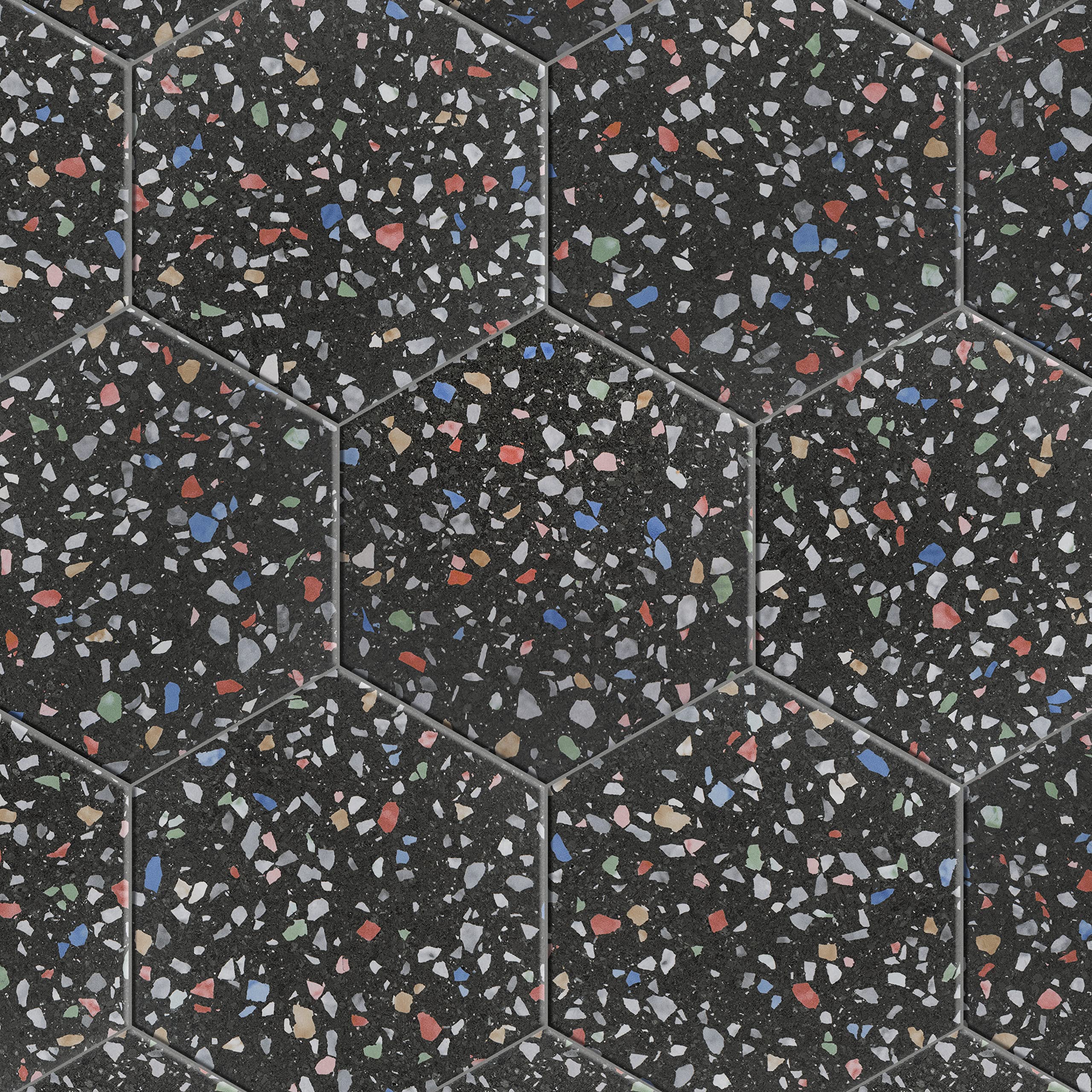 Venice Hex Colors Dark 8-5/8" x 9-7/8" Porcelain Floor and Wall Tile