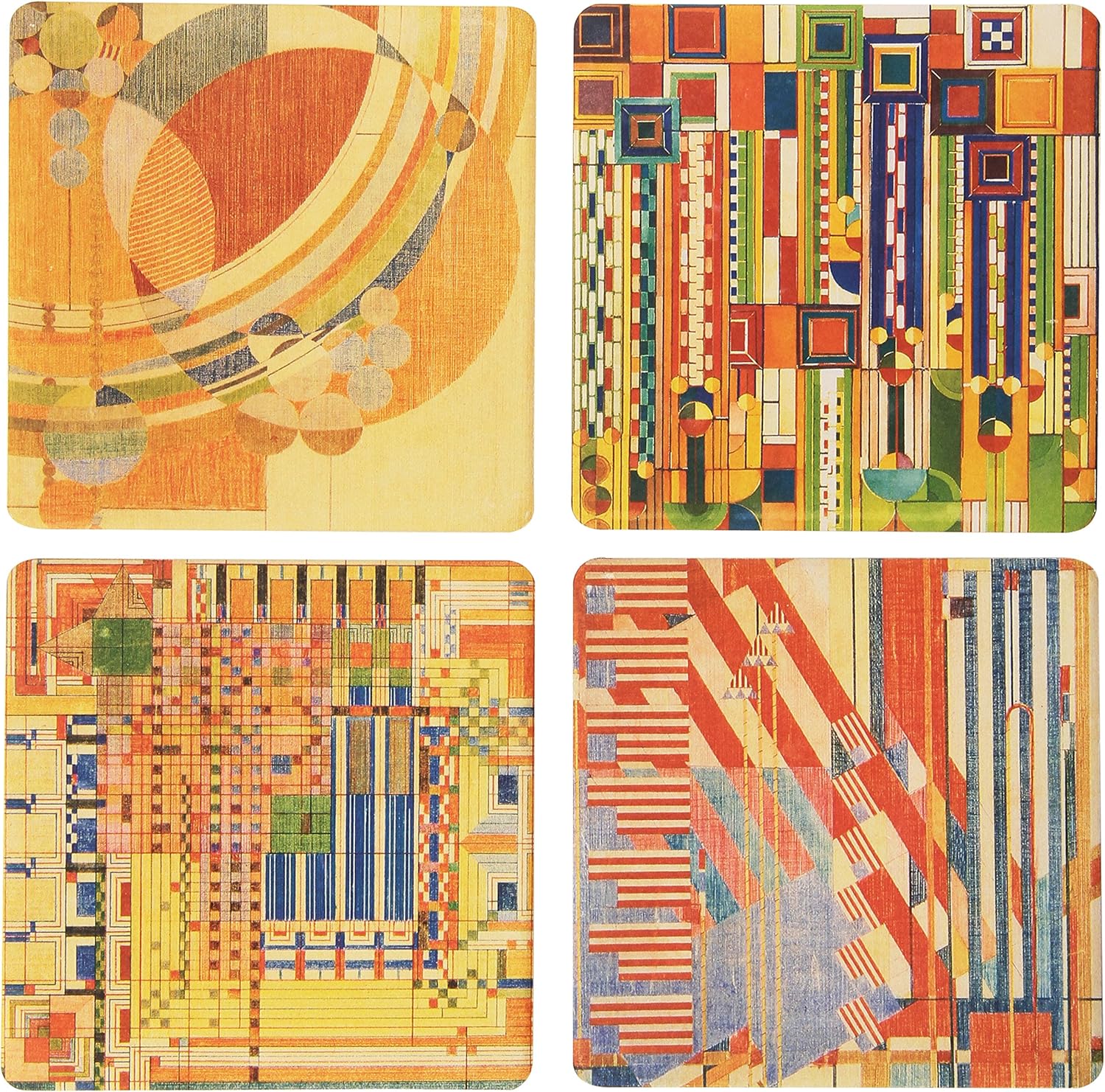 CoasterStone Absorbent Coasters, 41/4Inch, "Frank Lloyd